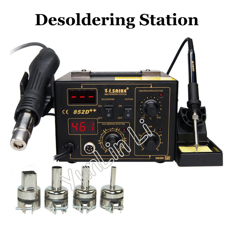 Smd Rework Station Hot Air Soldering 2 In 1 - High Power Digital Display 852D++ 2