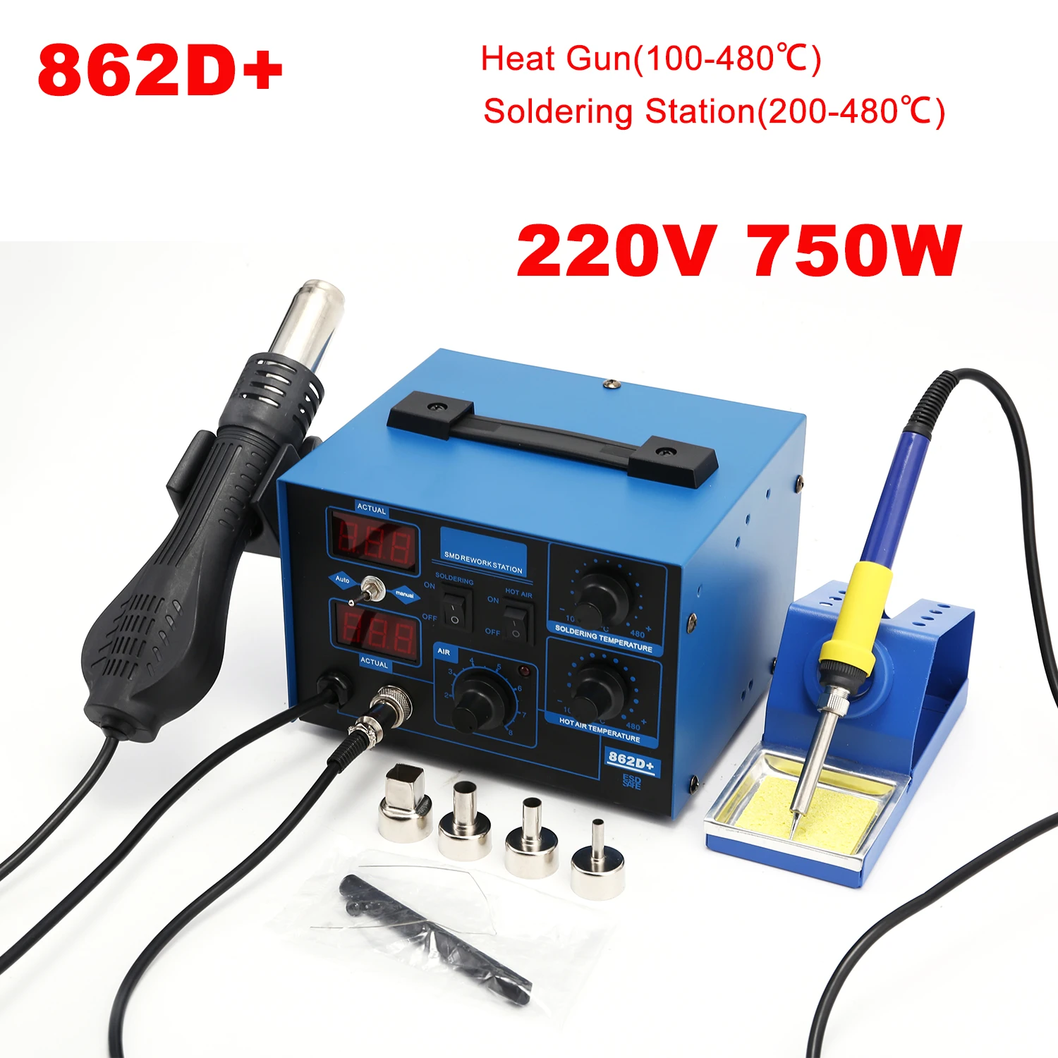Smd Rework Station Hot Air Soldering 2 In 1 - 862D+ Soldering Station 2 In 1