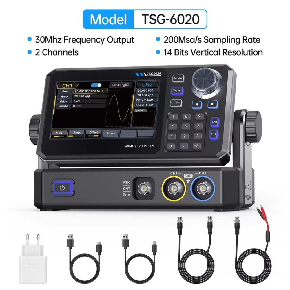 Dual Channel Arbitrary Waveform Function Generator 60Mhz - TSG6020 60MHz Dual Channel Function Signal