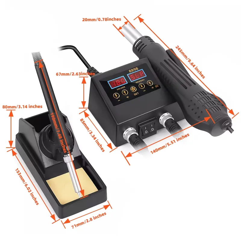 60W LED Digital Display Hot Ai - đánh giá và giá Smd Rework Station Hot Air Soldering 2 In 1