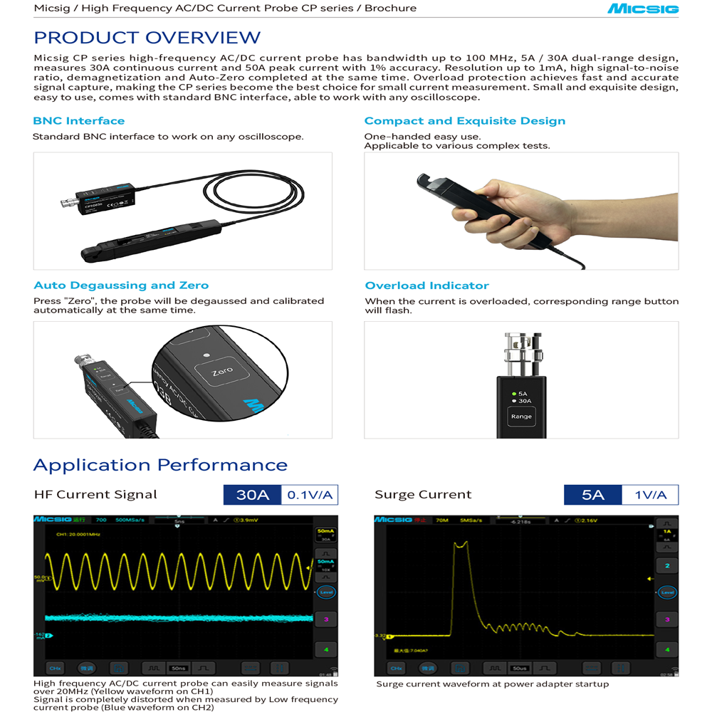 Micsig CP1003B CP503B High Fre - đánh giá và giá Current Probe Ac Dc 50Mhz Oscilloscope