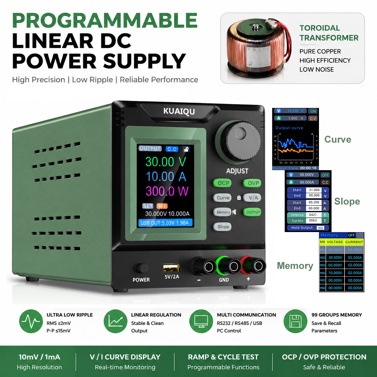 Low Noise Linear DC Power Supp - đánh giá và giá Programmable Linear Dc Power Supply 30V 10A