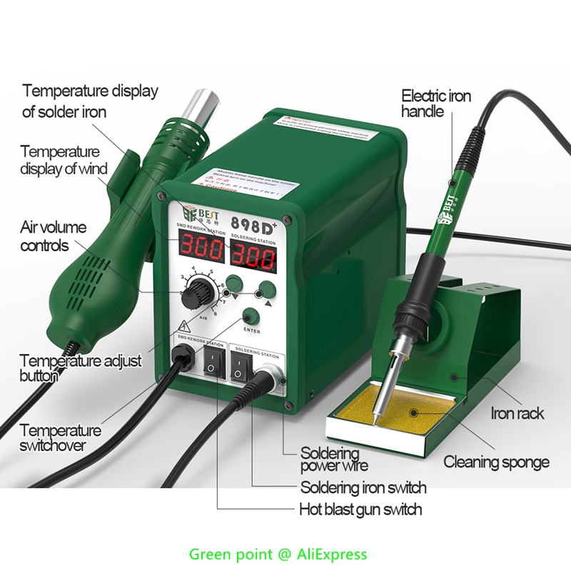 BST-898D + Màn Hình LED Hiển T - đánh giá và giá Smd Rework Station Hot Air Soldering 2 In 1