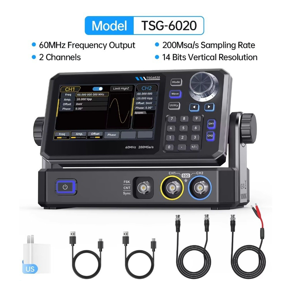 TSG6020 60MHz Dual Channel Fun - đánh giá và giá Dual Channel Arbitrary Waveform Function Generator 60Mhz